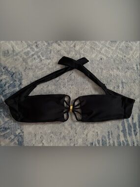Strapless Black and Gold Bikini Top